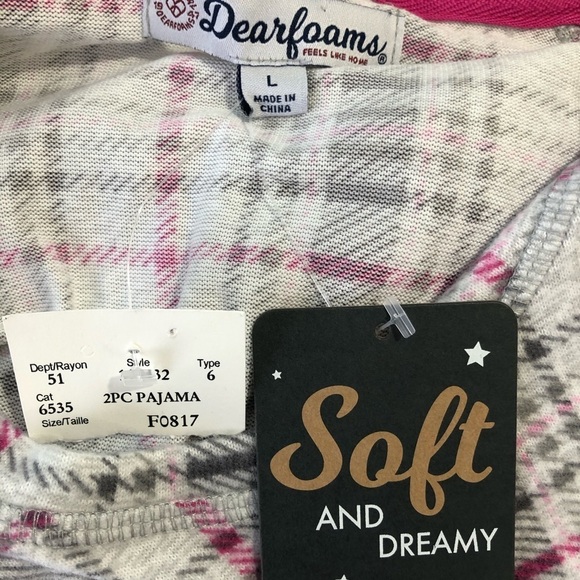 DearFoams pyjama set top and pants grey/pink L - Picture 10 of 16